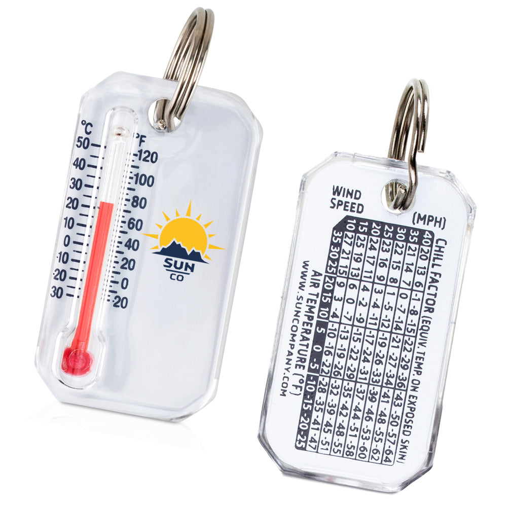 Sun Company Small Thermometer - Zipper Pull Mini Dial Thermometer with Ring | Easy to See Thermometer for Jackets, Hoodies, Backpacks - Clear