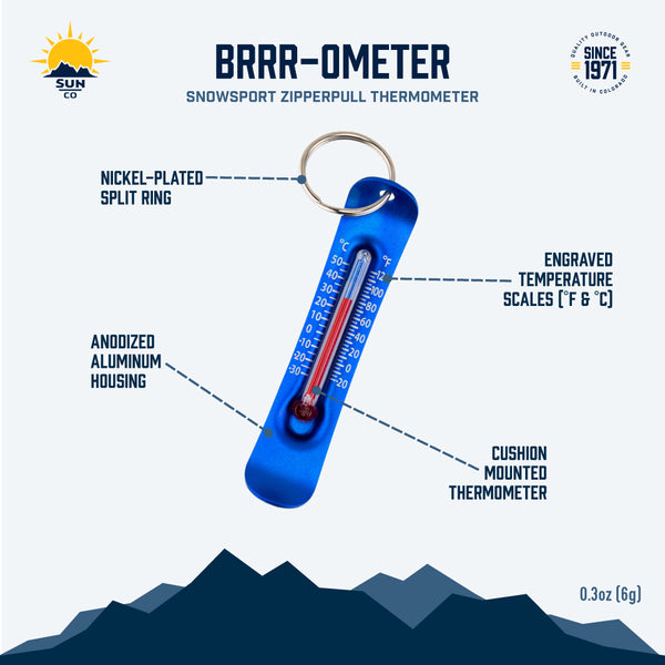 Sun Company Brrr-ometer - Zipper Pull Keychain Thermometer | Mini