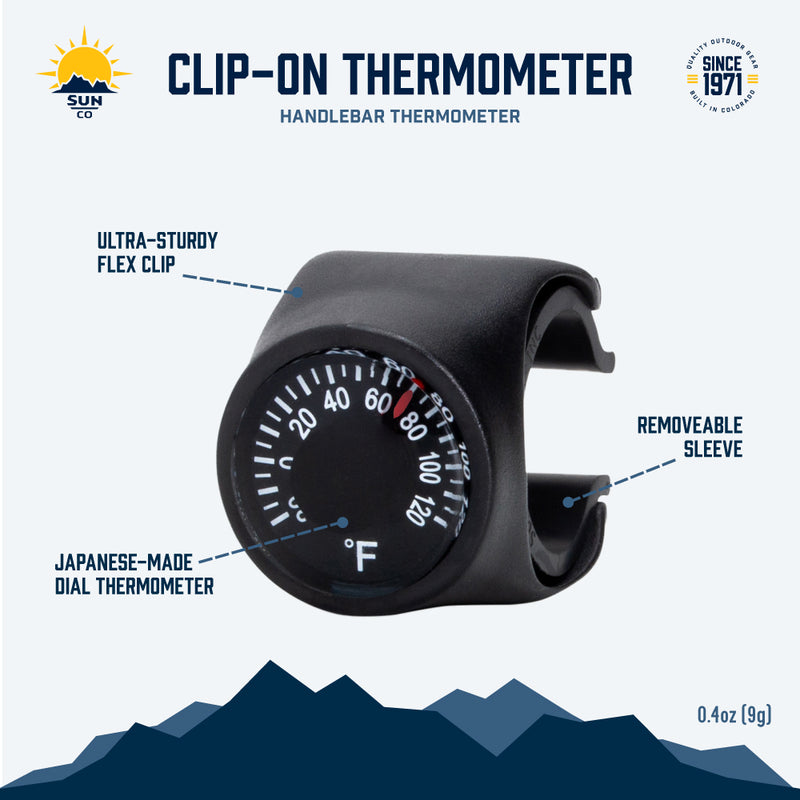 Sun Company Clip-On Bike Thermometer | Bicycle Handlebar Thermometer | Cycling Accessory