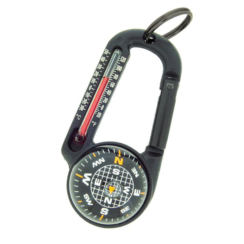 Compass Thermometer Carabiner Outdoor Hiking Tactical Survival Key