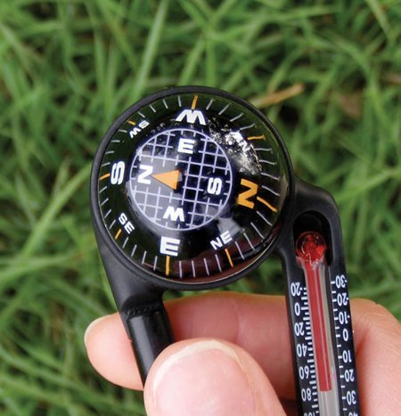 Camping Hiking Ball Compass Thermometer Key Buckle Carabiner